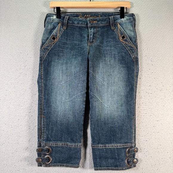 Vintage Bubblegum USA Capri Jeans Womens 7/8 Blue Medium Wash Strap Denim 17" - Picture 1 of 16